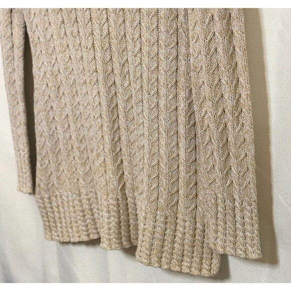 Style & Co Cable Knit Sweater Women’s M Beige Neutral Textured Longline Boho - Picture 6 of 9